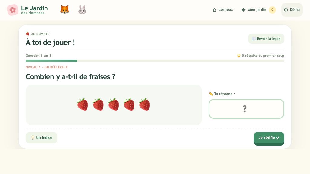 Un jeu de maths illustré dans Le Jardin des Nombres.