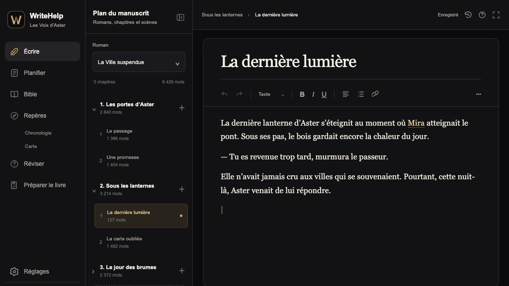 Aperçu de l’interface de WriteHelp.